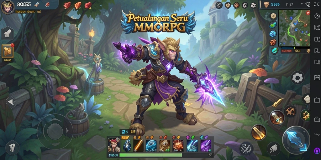 Screenshot gameplay 8055 menampilkan pertarungan seru di dunia MMORPG.