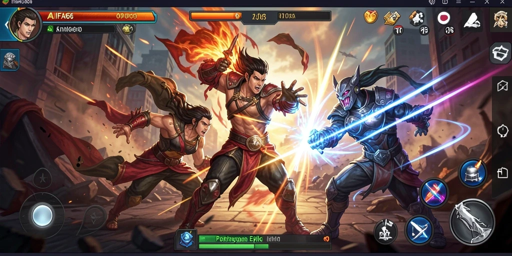Gameplay AIFA66 yang menampilkan pertarungan mendebarkan antara karakter unik.