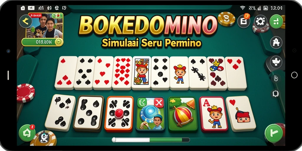 Tampilan gameplay seru di BOKEDOMINO dengan pemain yang bersaing.