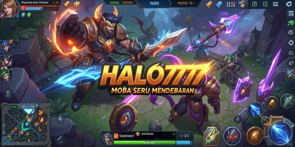 Tampilan seru gameplay MOBA HALO777 dengan aksi pertarungan intens.