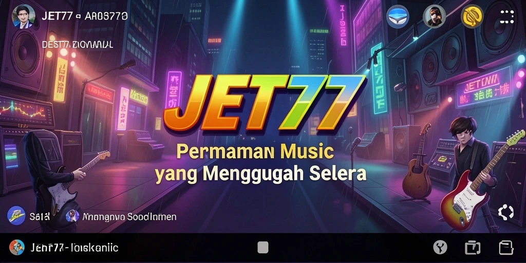 Tampilan gameplay JET77 dengan antarmuka musik yang menarik.