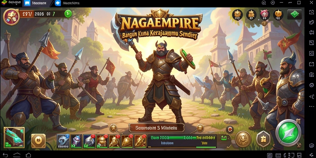 Tampilan gameplay NAGAEMPIRE yang mendalam dan strategis.