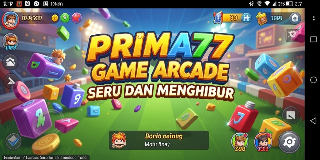 Tampilan gameplay seru dalam PRIMA77 yang penuh warna.