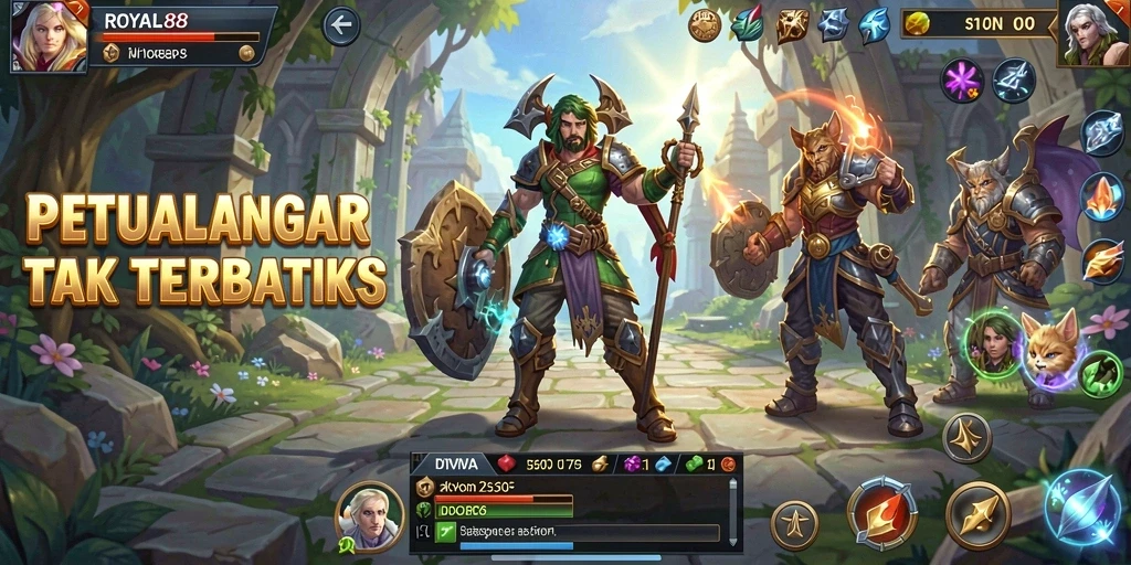 Tangkapan layar utama ROYAL88 menampilkan pertarungan seru di dunia MMORPG.