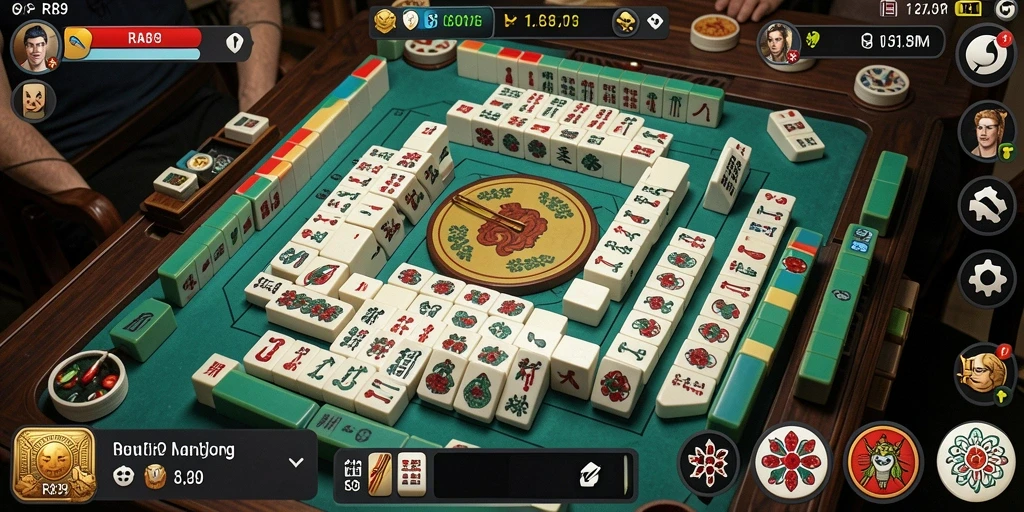 Screenshot gameplay menampilkan ubin Mahjong yang berwarna-warni.