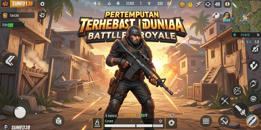 Tangkapan layar gameplay yang menampilkan aksi di arena Battle Royale.