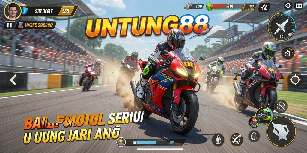 Tampilan gameplay seru dalam balap motor UNTUNG88.